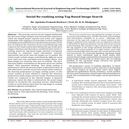 Social Re-Ranking using Tag Based Image Search