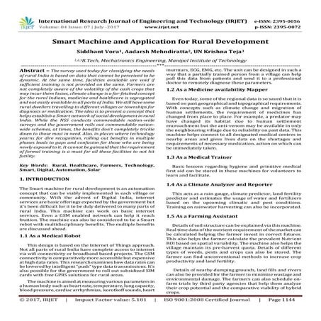 Smart Machine and Application for Rural Development