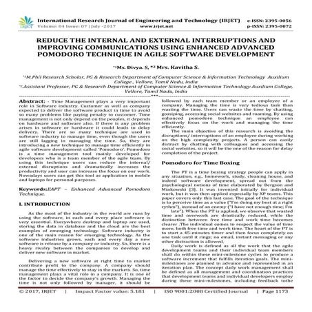 Reduce the Internal and External Interruptions and Improving Communications u...