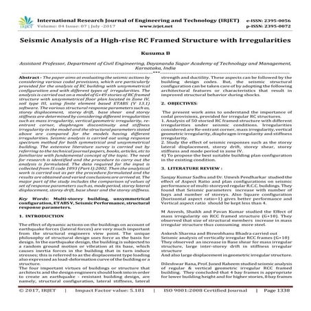 Seismic Analysis of a High-rise RC Framed Structure with Irregularities