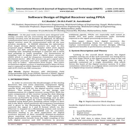 Software Design of Digital Receiver using FPGA