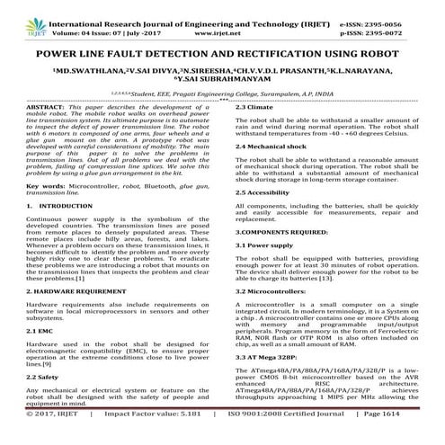 Power Line Fault Detection and Rectification using  Robot