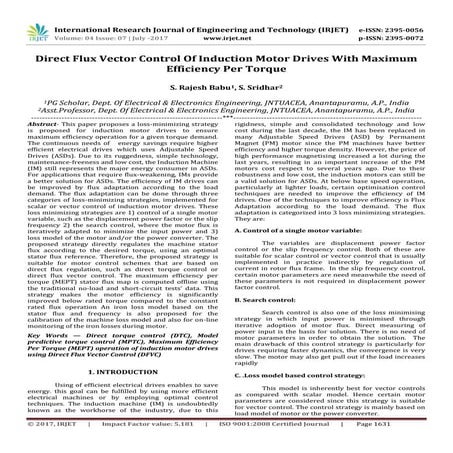 Direct Flux Vector Control of Induction Motor Drives with Maximum Efficiency ...