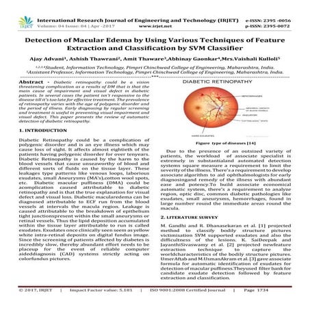 Detection of Macular Edema by using Various Techniques of Feature Extraction ...