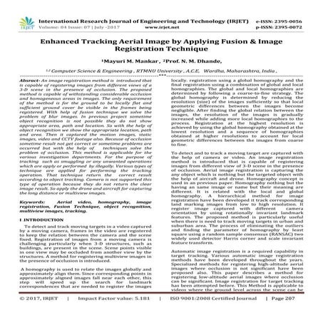 Enhanced Tracking Aerial Image by Applying Fusion & Image Registration Technique