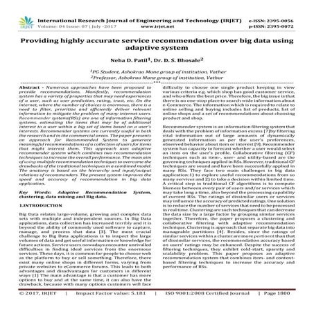 Providing Highly Accurate Service Recommendation over Big Data using Adaptive...