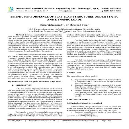 Seismic Performance of Flat Slab Structures Under Static and Dynamic Loads