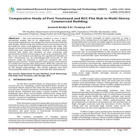 Comparative Study of Post Tensioned and RCC Flat Slab in Multi-Storey Commerc...