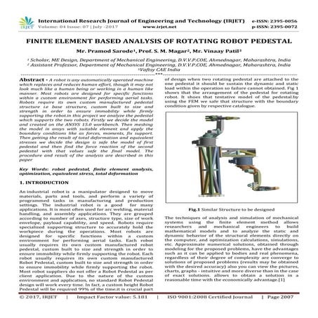 Finite Element Based Analysis of Rotating Robot Pedestal | PDF