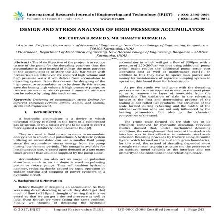 Design and Stress Analysis of High Pressure Accumulator