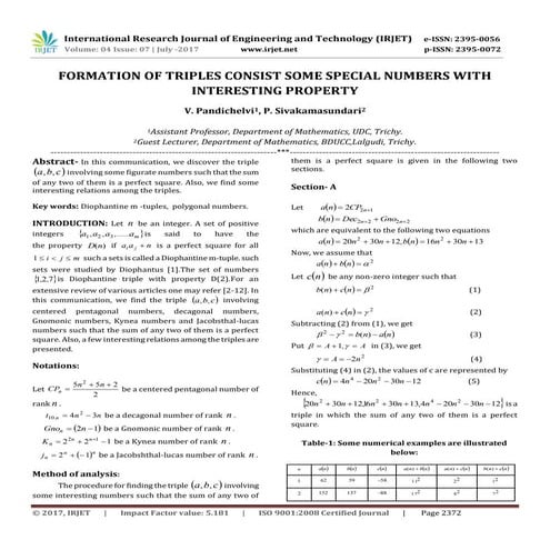 On Pairs of M- Gonal numbers with unit difference | PDF