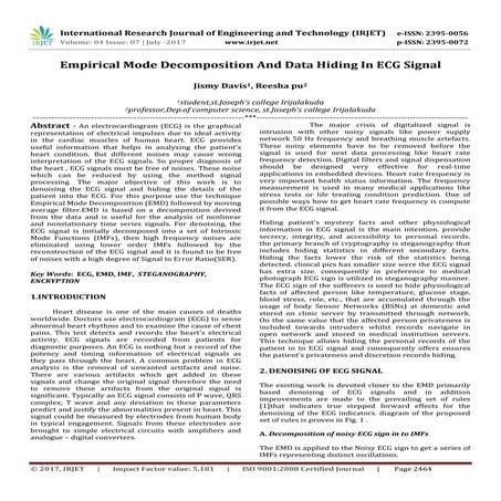 Empirical Mode Decomposition and Data Hiding in ECG Signal