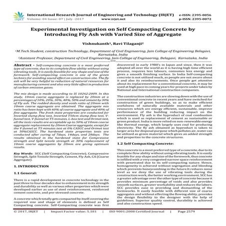 Experimental Investigation on Self Compacting Concrete by Introducing Fly Ash...