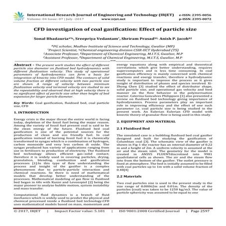 CFD investigation of coal gasification: Effect of particle size