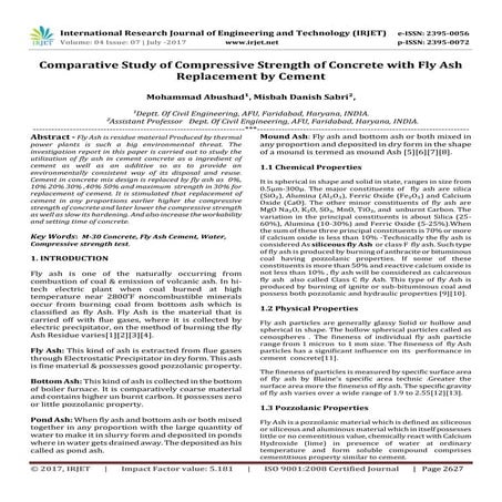 Comparative Study of Compressive Strength of Concrete with Fly Ash Replacemen...