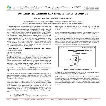 DVR and its Various Control Schemes: A Survey