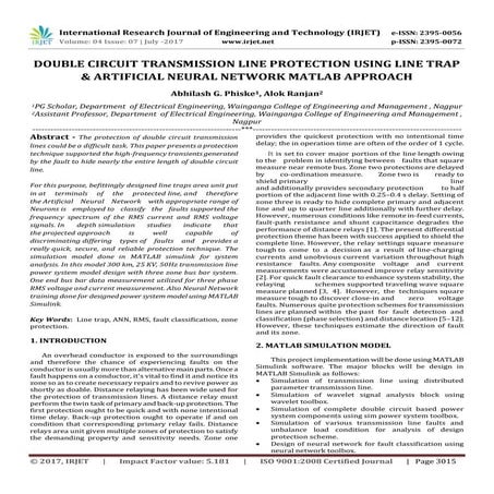 Double Circuit Transmission Line Protection using Line Trap & Artificial Neur...