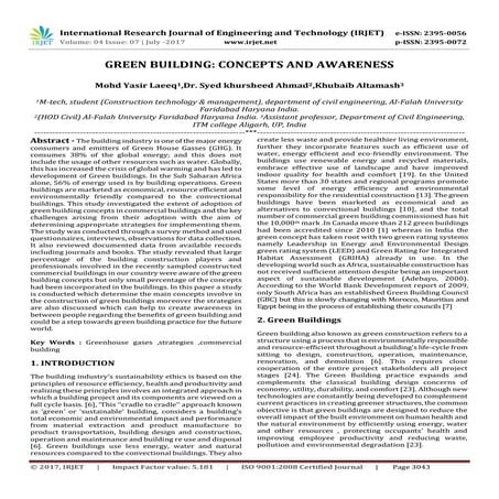 Green Building: Concepts and Awareness