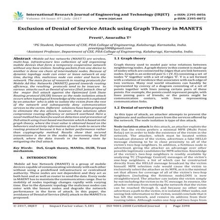Exclusion of Denial of Service Attack using Graph Theory in MANETS