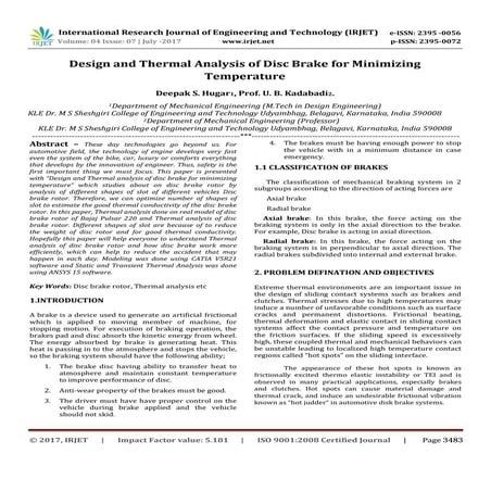 Design and Thermal Analysis of Disc Brake for Minimizing Temperature