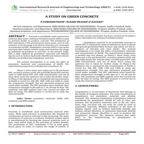 A Study on Green Concrete