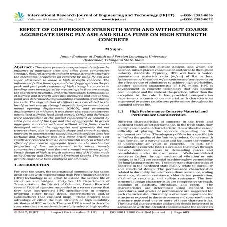 Eefect of Compressive Strength with and without Coarse Aggregate using Fly As...
