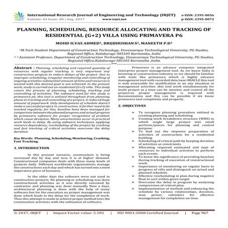 Planning, Scheduling, Resource Allocating and Tracking of Residential (G+2) V...