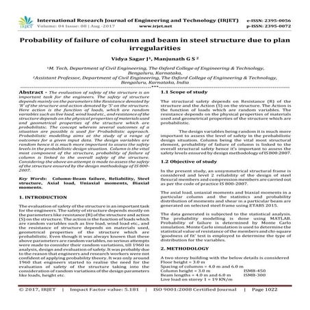 Probability of Failure of Column and Beam in Steel Structure due to Plan Irre...