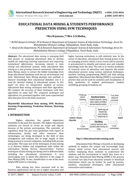 Educational Data Mining Students Performance Prediction Using Svm Educational Data Mining Students Performance Prediction Using Svm