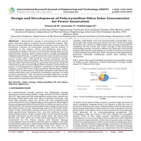 Design and Development of Polycrystalline Silica Solar Concentrator for Power...