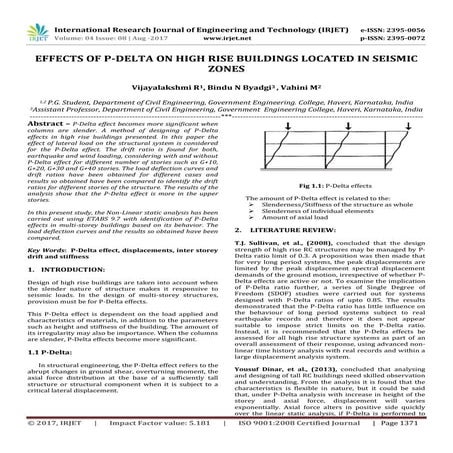 Effects of P-Delta on High Rise Buildings Located in Seismic Zones