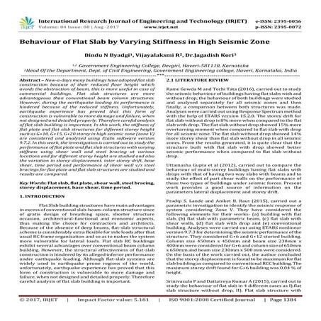 Behaviour of Flat Slab by Varying Stiffness in High Seismic Zone