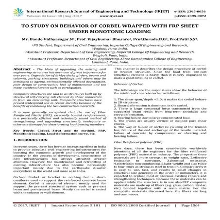 To Study on Behavior of Corbel Wrapped with FRP Sheet Under Monotonic Loading