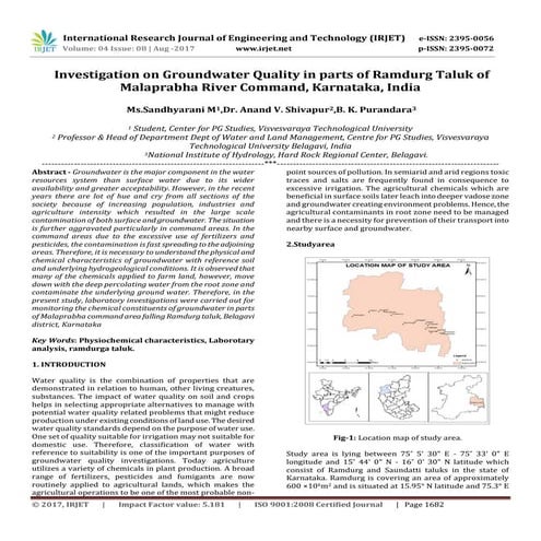 Investigation on Groundwater Quality in parts of Ramdurg Taluk of ...