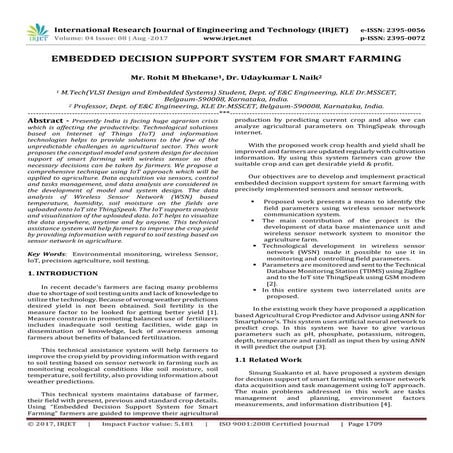 Embedded Decision Support System for Smart Farming