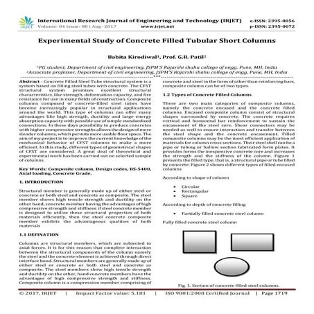 Experimental Study of Concrete Filled Tubular Short Columns