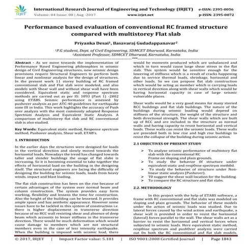 Performance Based Evaluation of Conventional RC Framed Structure Compared wit...