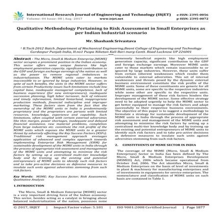 Qualitative Methodology Pertaining to Risk Assessment in Small Enterprises as...