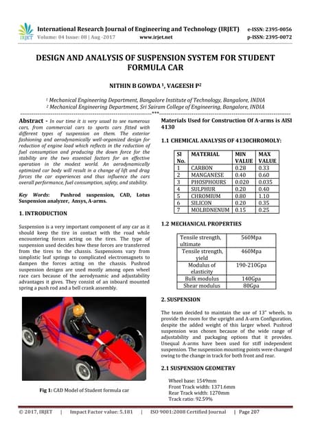 Design and Optimization of Double Wishbone Suspension System for ATVs | PDF