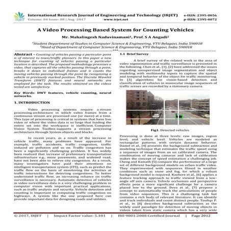 A Video Processing based System for Counting Vehicles