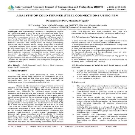 Analysis of Cold Formed Steel Connections using FEM