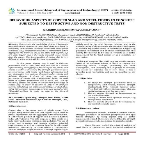 SCOPE OF REPLACING FINE AGGREGATE WITH COPPER SLAG IN CONCRETE- A ...