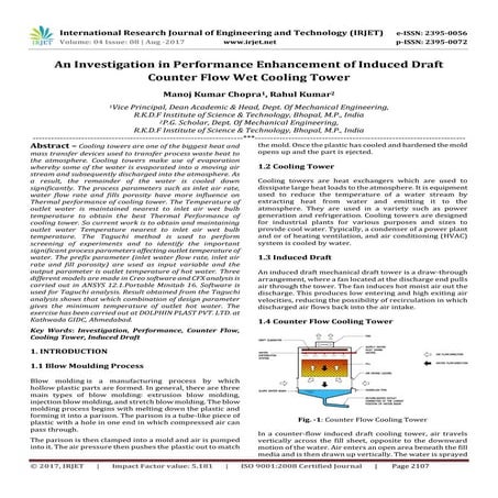 An Investigation in Performance Enhancement of Induced Draft Counter Flow Wet...