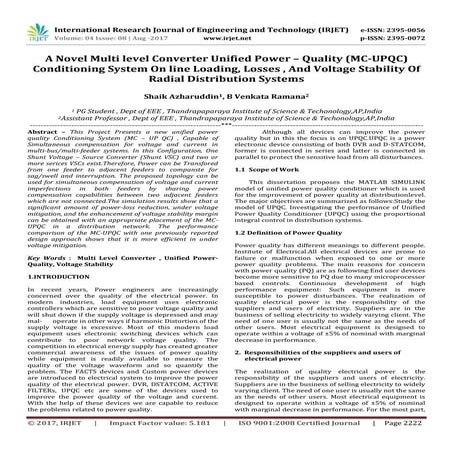 A Novel Multi Level Converter Unified Power – Quality (MC-UPQC) Conditioning ...
