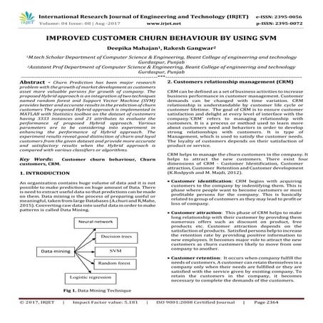 Improved Customer Churn Behaviour by using SVM