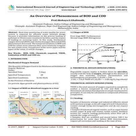 An Overview of Phenomenon of BOD and COD
