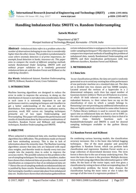 Handling Imbalanced Data: SMOTE vs. Random Undersampling