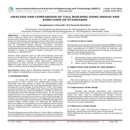Analysis and Comparison of Tall Building using Indian and Euro Code of Standards