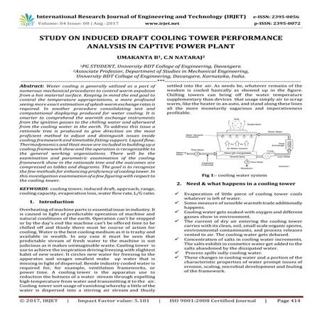 Study on Induced Draft Cooling Tower Performance Analysis in Captive Power Plant