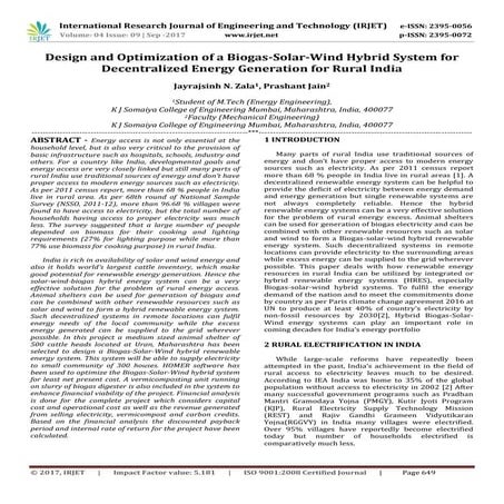 Design and Optimization of a Biogas-Solar-Wind Hybrid System for ...